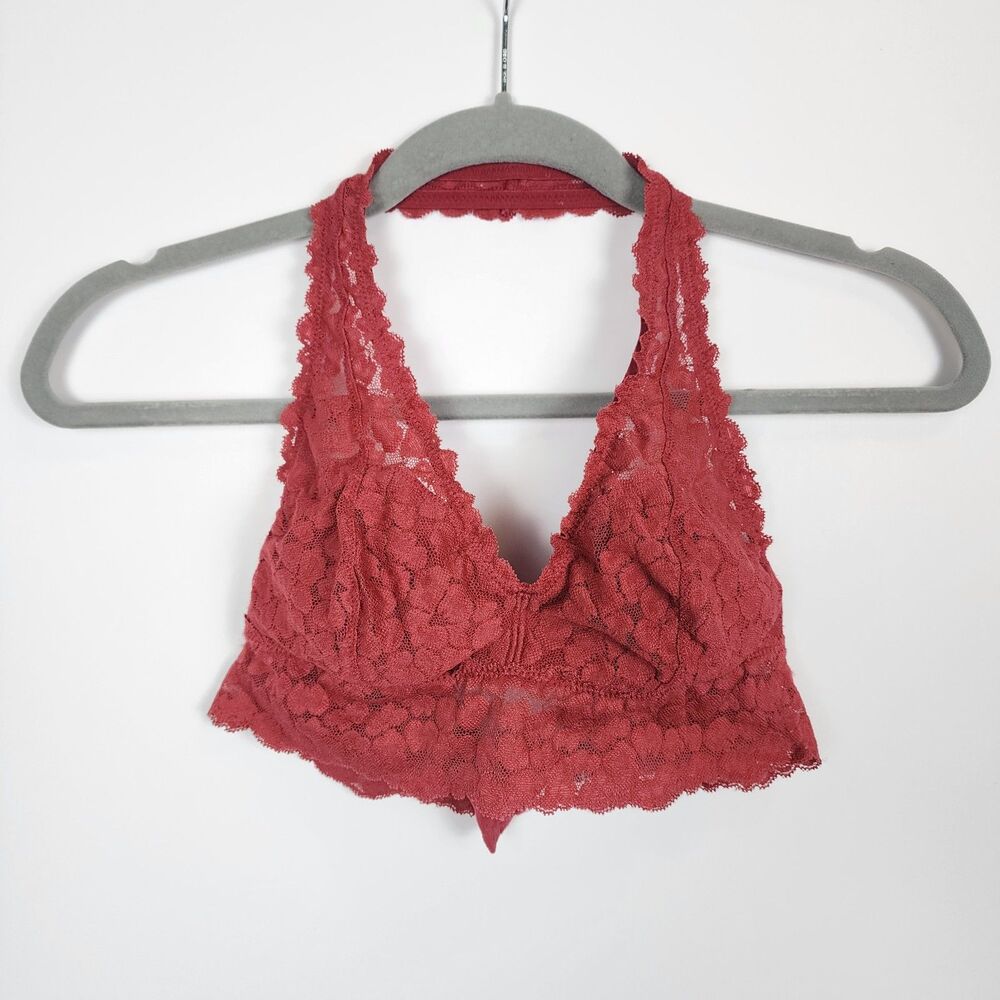 Aerie Red Orange Lace Padded Bralette Size S